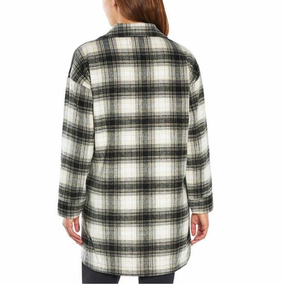 Banana Republic Women's Shirt Jacket Soft Black Plaid Side Pocket Size Large NWT - Picture 6 of 8